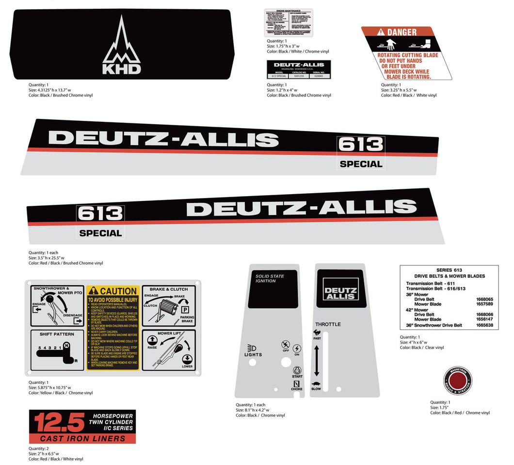 Deutz-Allis 613 Special Decal Kit