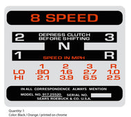 SEARS 1969 Suburban 12 Gear Shift Decal