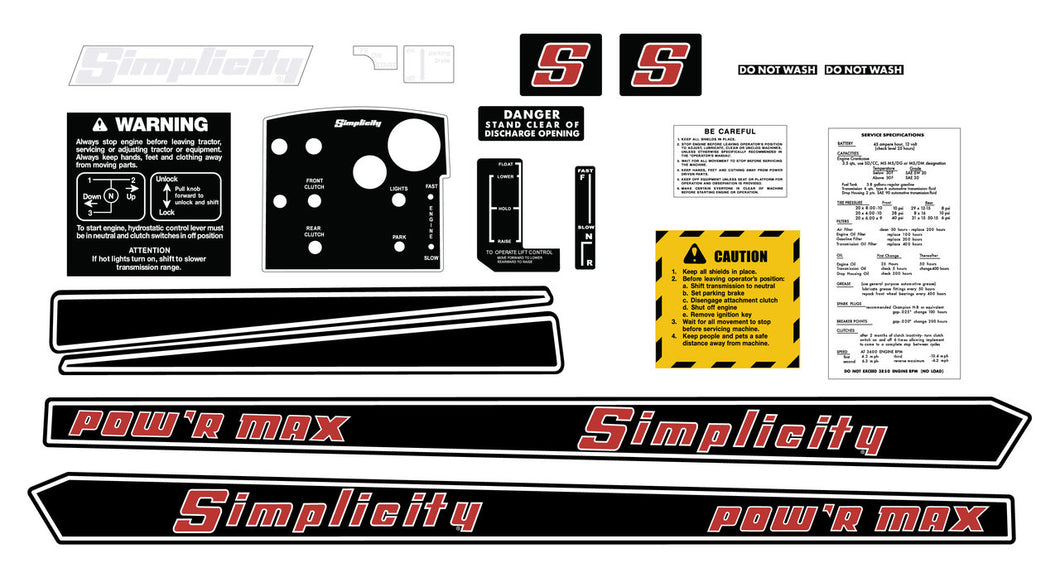 Simplicity Power Max decal Kit