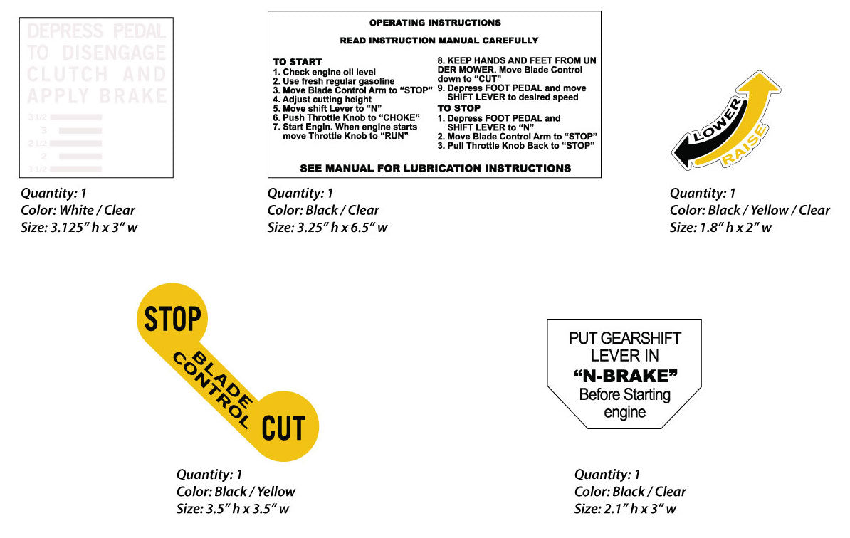 Homelite Yard Trac Deluxe Additional Decals Vintage Reproductions