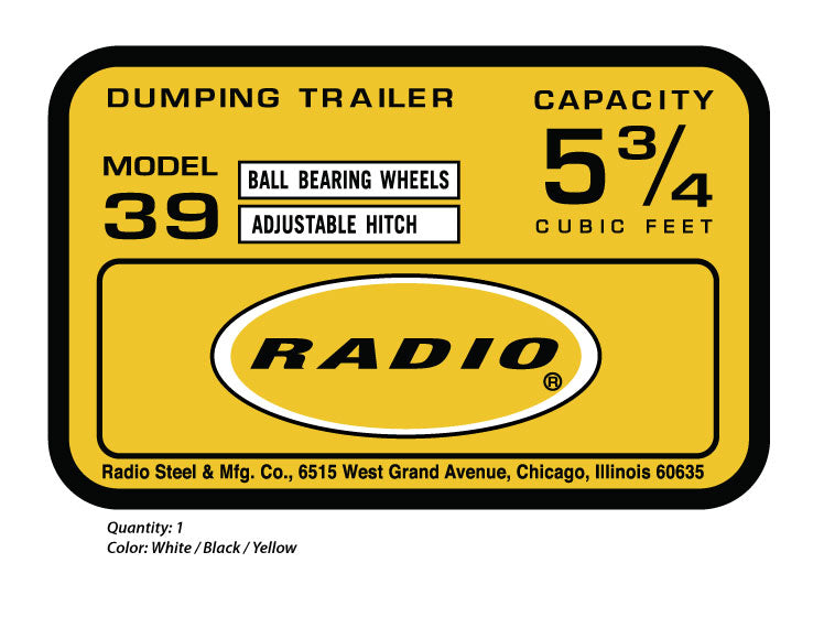 Radio Mfg. Dumping Trailer Decal