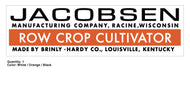 Jacobsen Row Crop Cultivator Decal