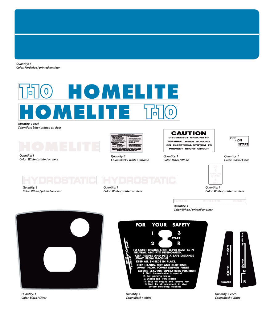 Homelite T-10 decal kit