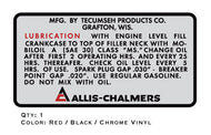 Allis Chalmers Tecumseh Engine Decal