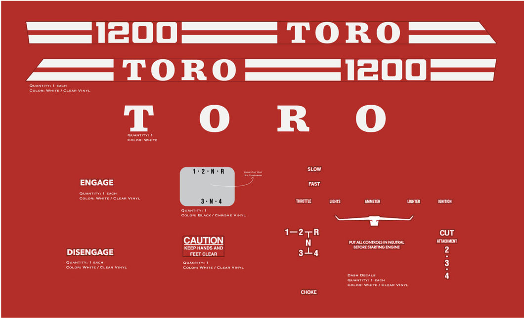 TORO 1200 Decal Kit