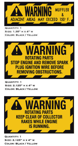 Warning Label Blower Ariens 7HP Snow Blower Warning Decals – Vintage Reproductions